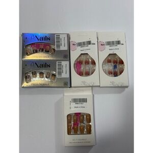 QUNQINLI 5 Boxes of 24pcs‎ Press On Nails Fall Medium Short Glitter